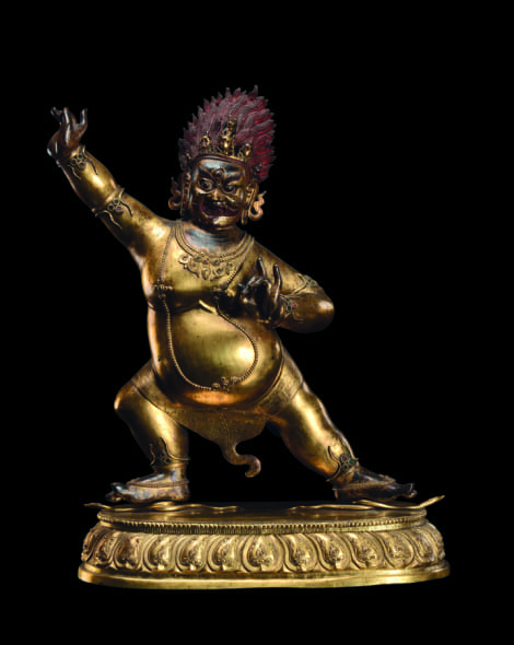 Importante figura di Vajrapani in bronzo dorato, Cina, Dinastia Qing, XVIII secolo h cm 55 € 50.000 - 60.000 