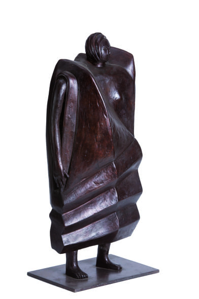 Rachele Bianchi, Personaggio con gonna ondulata,1999, bronzo, 64x30x16 cm