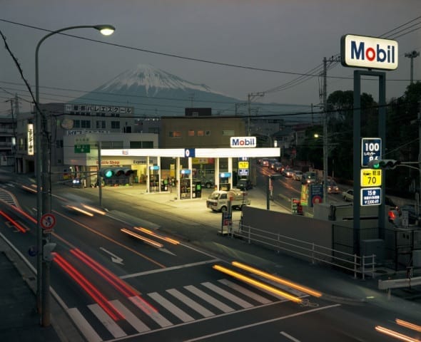 JAPAN. FUJI CITY. Petrol station and Mount Fuji by Chris Steele-Perkins