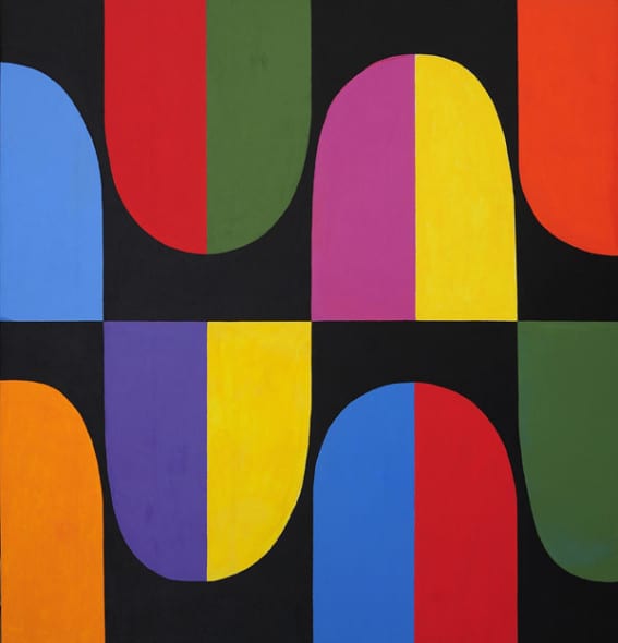 LIA DREI,Operazione modulare, 1963, acrilico su tela, cm. 120 x 130;