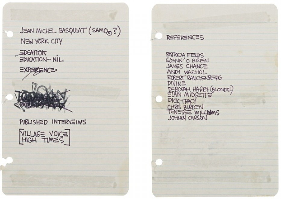 Ben cinquantamila euro per due fogli scritti da Basquiat