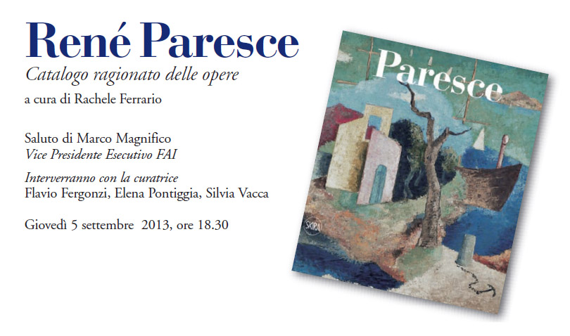 Milano – Presentazione catalogo ragionato delle opere di René Paresce