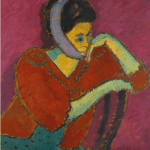 LOT 44 PROPERTY FROM THE ESTATE OF JAN KRUGIER ALEXEJ VON JAWLENSKY 1864 - 1941 FRAU MIT KOPFBINDE (WOMAN WITH HEAD-BANDAGE) signed A. Jawlensky (lower right) oil on board 76 by 73cm. 30 by 28 3/4 in. Painted circa 1909. Estimate 250,000 — 350,000 GBP Price realized: