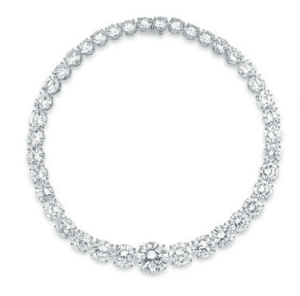 diamond rivière by Adler which weighs 144.64 carats in total
