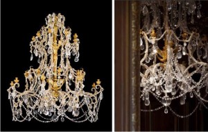 Paire de lustres, travail gênois d’époque Rococo, bois sculpté et doré, vers 1750 (estimation : 300 000 – 500 000 € / 350 000 – 570 000 $)