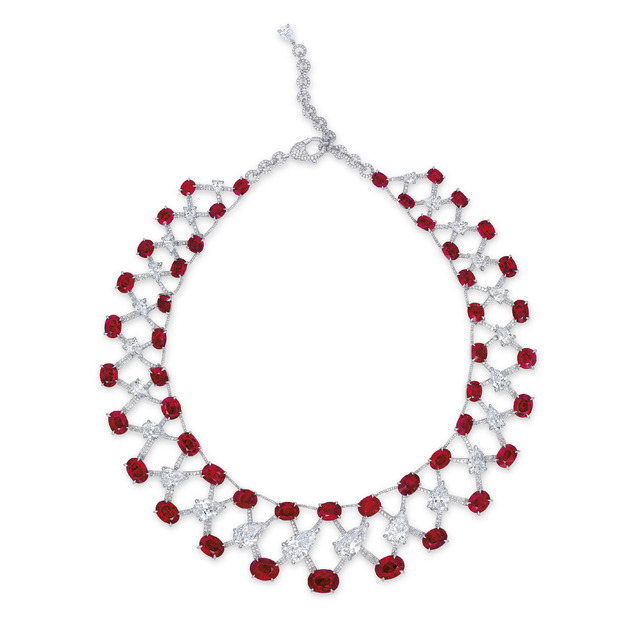 A Burmese ruby and diamond necklace of 120 carats, by Etcetera