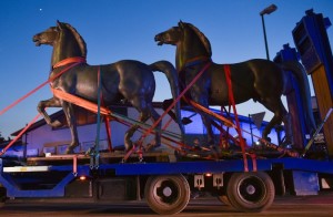 Bronze horses, made for Adolf Hitler by Josef Thorak, on May 21 in Bad Duerkheim, Germany. Credit Uwe Anspach/European Pressphoto Agency