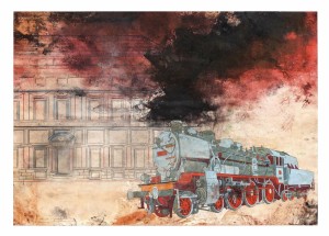 Luca Pignatelli, Treno 1948, 2012, cm 66,6 x 99,4, Tecnica mista su carta