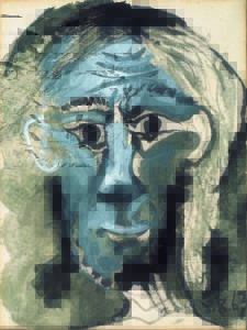 Autoritratto/ Selfportrait, 1967 gouache e inchiostro di china/ gouache and indianink 75 x 56,5 cm