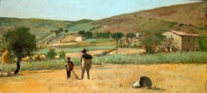 Silvestro_Lega_Paesaggio_con_contadini_olio_su_tavola