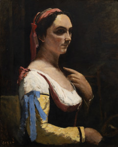 ''La donna italiana'' o ''La donna con manica gialla'' di Jean-Baptiste Camille Corot, 1870