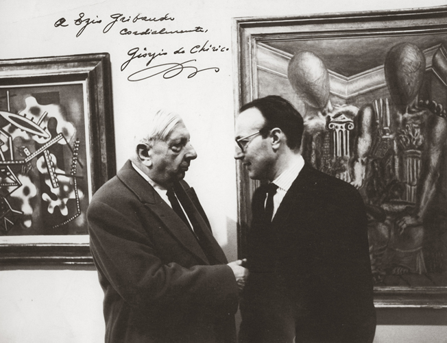 Ezio Gribaudo con Giorgio De Chirico, Roma 1968