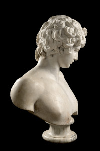Busto di Antinoo Prima metà del II secolo d.C., con integrazioni moderne Marmo Lunense Museo Nazionale Romano in Palazzo Altemps, Collezione Boncompagni Ludovisi ©Archivio fotografico MNR_ph. Stefano Castellani
