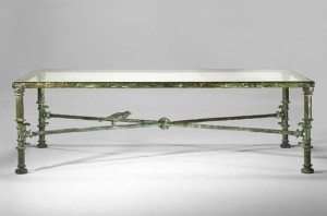 ￼￼Diego Giacometti, Tavolo greco, bronzo con patina verde,