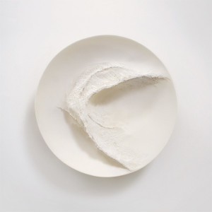 Simon Allen,River Form 2 gesso on carved wood . 53 x 53 x 12 cm