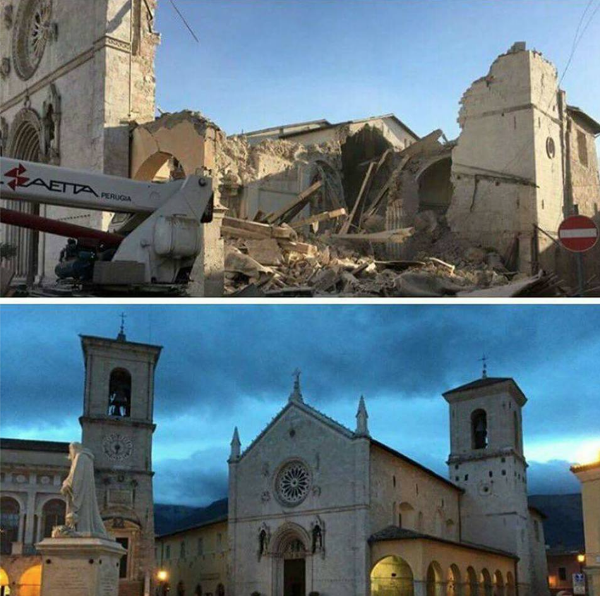 Terremoto, nuove scosse.  Crolla la Basilica di San Benedetto di Norcia