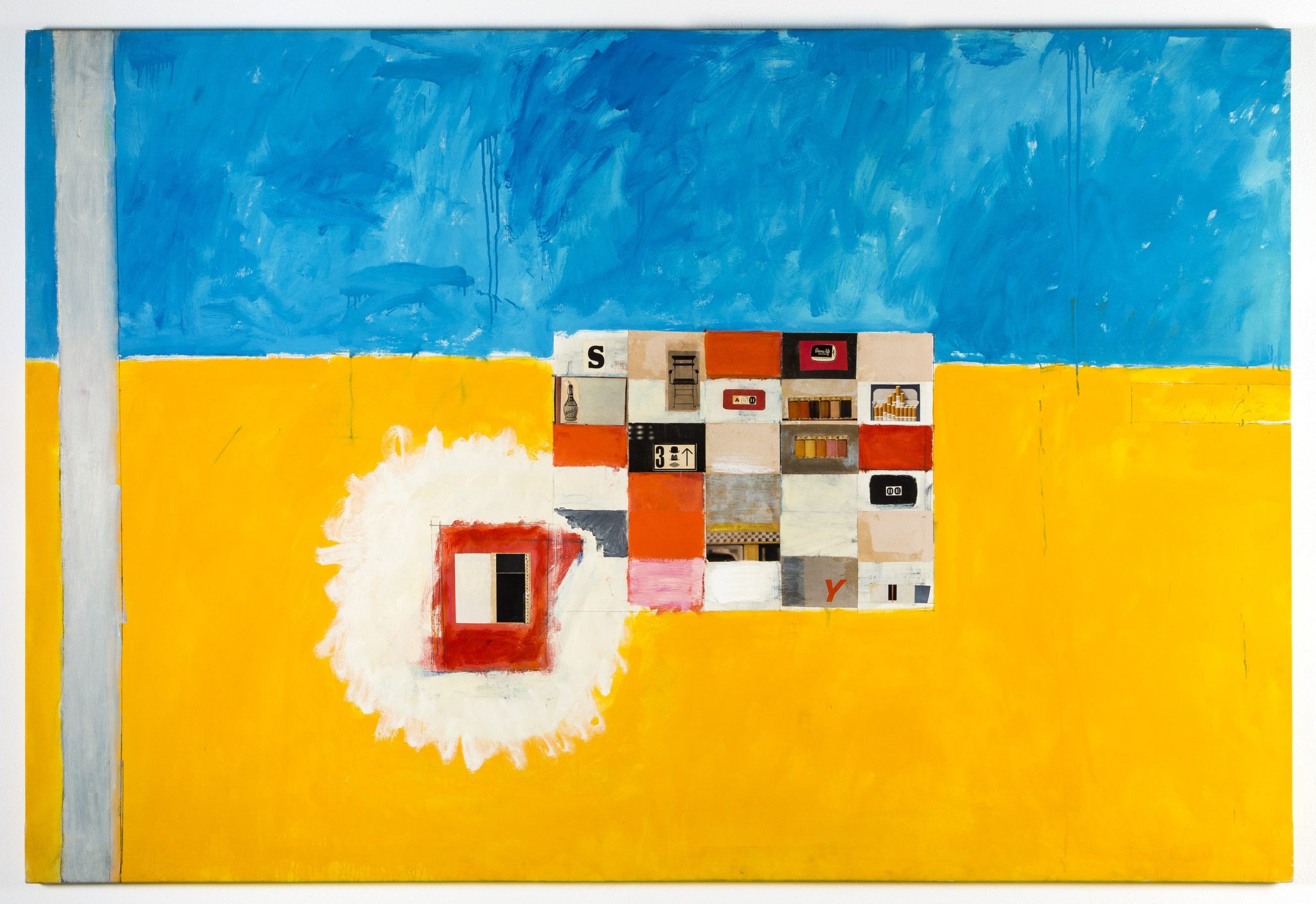 9. Umberto Bignardi, ''Quadro perbene'', 1963, pittura murale e ad olio, pastelli, collages su tela, cm 135x200