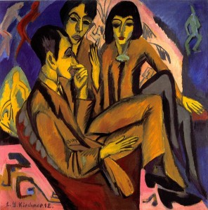 Ernst Ludwig Kirchner, Gruppo di artisti (Conversazione tra artisti), 1913 (datato 1912), olio su tela, 95x95,5 cm