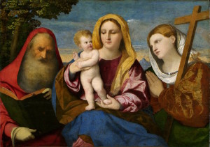 Jacopo Negretti detto Palma il Vecchio (Serina, 1480 circa – Venezia, 1528) Madonna con il Bambino tra i Santi Girolamo ed Elena secondo decennio del xvi secolo Olio su tavola, cm. 76x104 Rovigo, Pinacoteca dell’Accademia dei Concordi, inv. 92