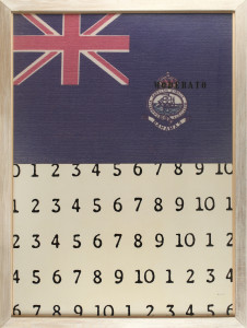 Vincenzo Agnetti, Discorso n°5, 1974, foto stampata a colori e scrittura serigrafia incollata su alluminio, cm. 100 x 138