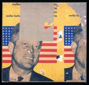 Mimmo Rotella, Viva America, 1963 decollage su tela New york new york milano