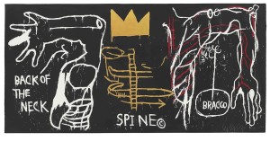 © BASQUIAT, JEAN-MICHEL 2772 B356 Back of the Neck 1983 Five-color silkscreenwith hand coloring on paper 50.25 x101.75 in.