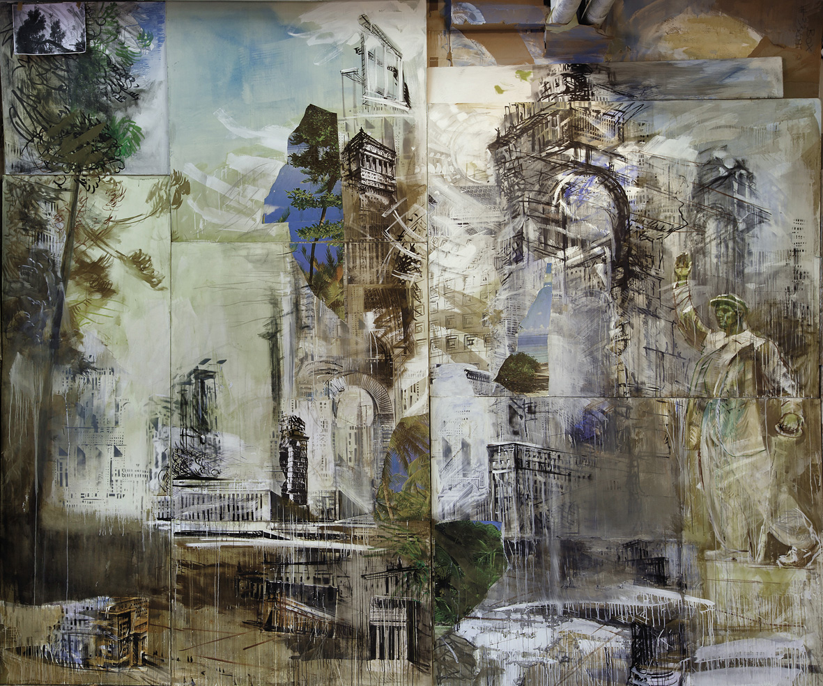 Valery Koshlyakov, Elisions. 2015 -2016, detail of installation. Tempera collage on canvas