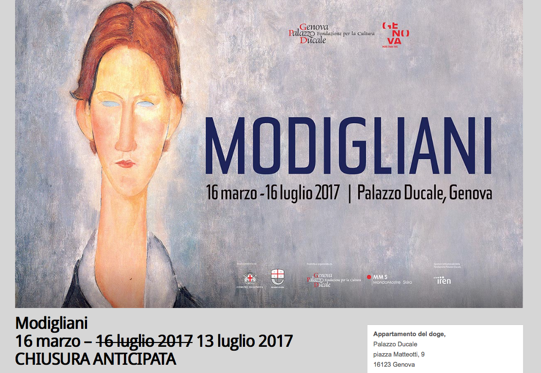 Modigliani a Genova: «Esposti dei falsi». Chiusura anticipata
