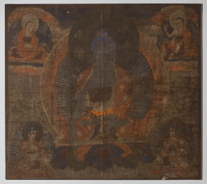L'IMPERTURBABILE BUDDHA BLU Dipinto Tangka