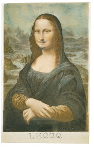 Marcel Duchamp, L.H.O.O.Q, 1919. Matita su cartolina della Monna Lisa di Leonardo da Vinci. 19,7 x 12,4 cm. Collezione privata.