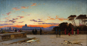 Tramonto della Città Eterna dei Cardinali sulla terrazza del Pincio di Hermann Corrodi (lotto 976)