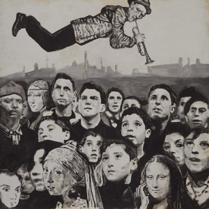 Andrea Saltini, La festa, 2017, tecnica mista su tavola, cm. 200x200, ph Andrea Tasselli
