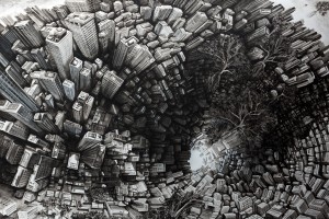 FABIO GIAMPIETRO, HPS The Downward 2017, sottrazione di colore ad olio su tela, cm. 300x200