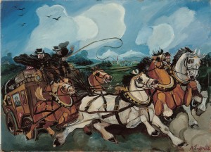 Antonio Ligabue, Diligenza con paesaggio e villa Casanova Rambelli