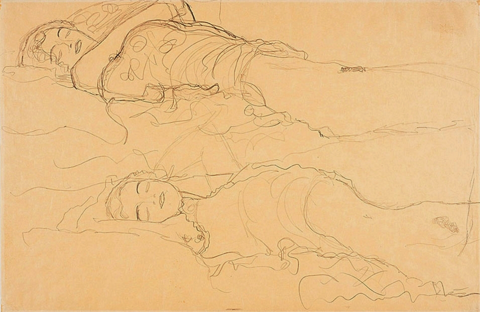 Due figure reclinate, il disegno ritrovato di Gustav Klimt