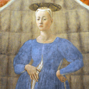Piero della Francesca, dettaglio della Madonna del Parto, 1459, Monterchi (Arezzo)