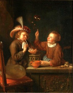 Pieter Cornelisz van Slingeland, Bolle di sapone, 1661, Uffizi