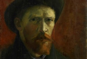 Vincent van Gogh, Autoritratto col cappello di feltro, particolare