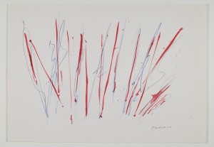 Giulio Turcato, Composizione, 1960 circa, inchiostri colorati su carta, 35,5x50 cm, Museo del Novecento – Collezione Boschi Di Stefano, Milano