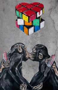 Simone Fugazzotto, Love! 140x90 cm, oil on concrete