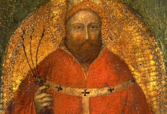 Particolare del Sant’Ambrogio di Giusto de’ Menabuoi rubato dalla Pinacoteca Nazionale di Bologna