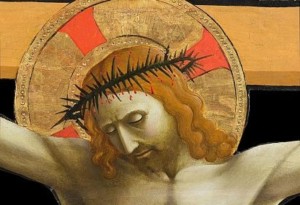 Particolare del volto del cristo restaurato
