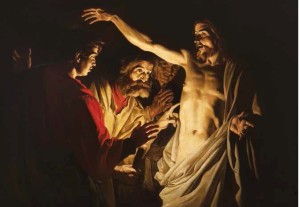 Matthias Stom (Paesi Bassi, 1600 circa – post 1645) Incredulità di San Tommaso 1630-1640 circa olio su tela, 121 x 172 cm Bergamo, collezione privata