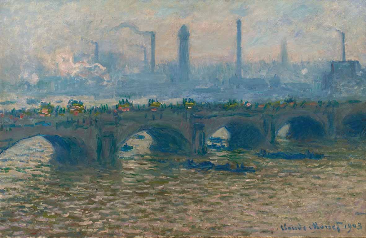 Claude Monet: Il Ponte di Waterloo, nuvoloso, 1903, Olio su tela, 65x100,5 cm. Ordrupgaard, Copenhagen. Fotografo Anders Sune Berg