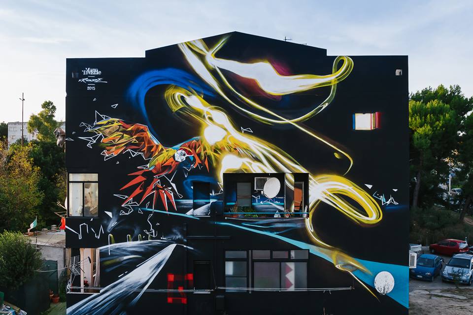 Manu Invisible "Luce Fluttuante" - Feat. Frode - Quartz and spray paint on wall - Pirri (S.Teresa) (Is Murusu Project) - 2015. Foto di Fabrizio Dessì