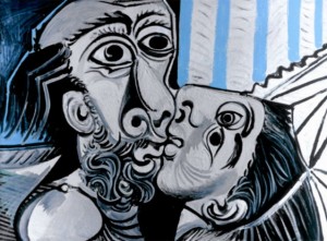 Pablo Picasso, Il bacio (26 ottobre 1969). olio su tela; 97x130. Paris, Musée National Picasso