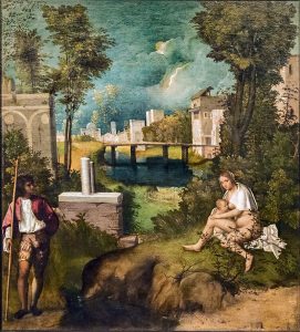 empesta Accademia - La tempesta - Giorgione.jpg Autore Giorgione Data 1502-1503 circa Tecnica olio su tela Dimensioni 83×73 cm Ubicazione Gallerie dell'Accademia, Venezia