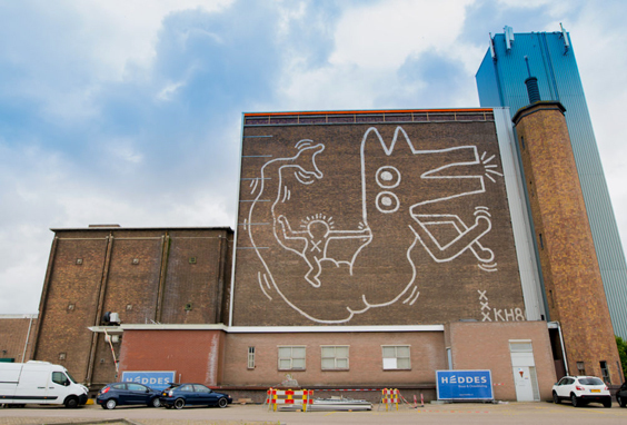 Keith Haring mural that was unveiled in Amsterdam last week. Photo: Hanna Hachula.
