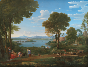 HENDRIK FRANS VAN LINT, called LO STUDIO (Antwerp 1684 – 1763 Rome) An Italianate landscape with the nurture of Jupiter and a goatherd leading his flock, a capriccio of the Colosseum in the background Signed and dated «H. VAN LINT D.TO STUDIO FE. ROMA 1737» The Mill, or Isaac’s bride A pair, oil on canvas, 154 x 198 cm.