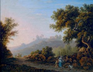 Carlo Labruzzi - Paesaggio con strada e viandanti, sec. XVIII